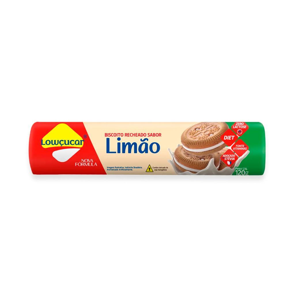 Biscoito Recheado Zero Açúcar Sabor Limão 120g - Lowçucar