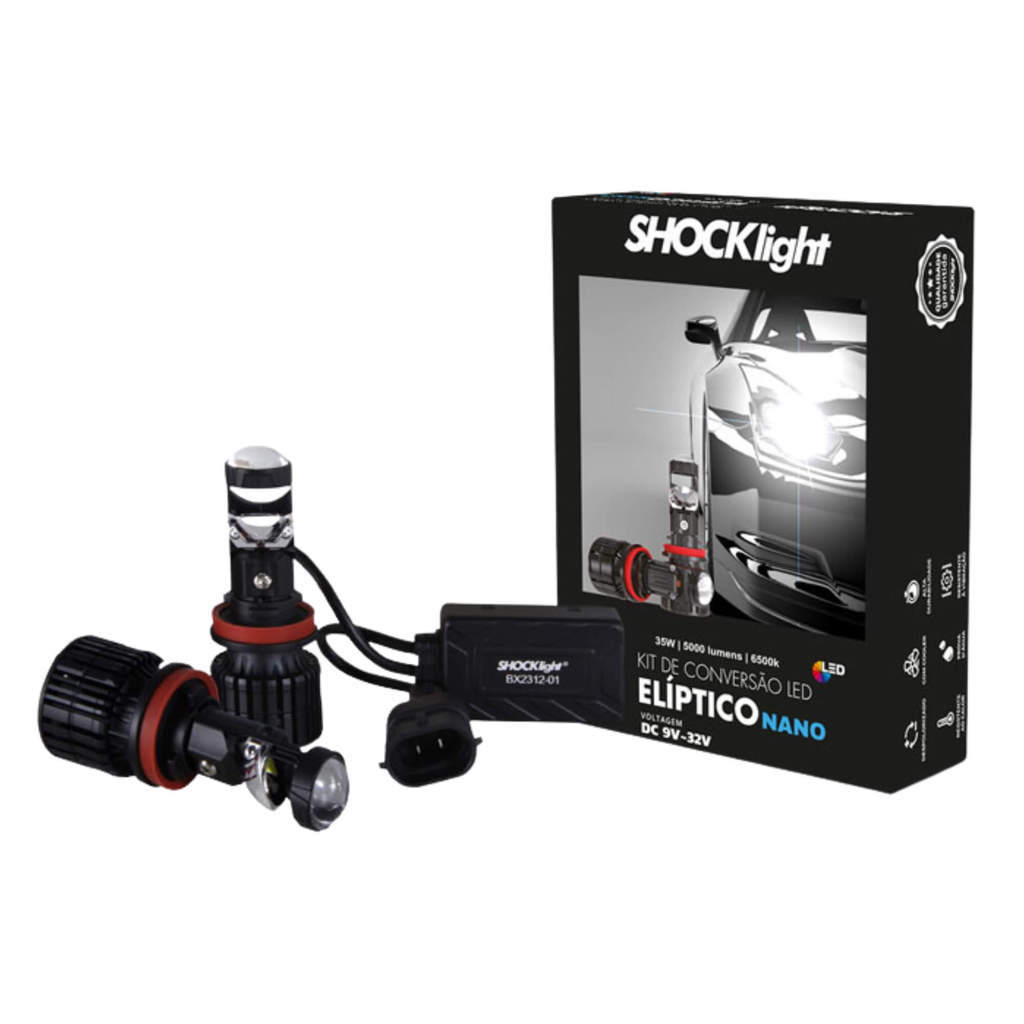 Kit Eliptico Nano H11 5000 Lumens 12V 6500K Shocklight - SLL-H11EP