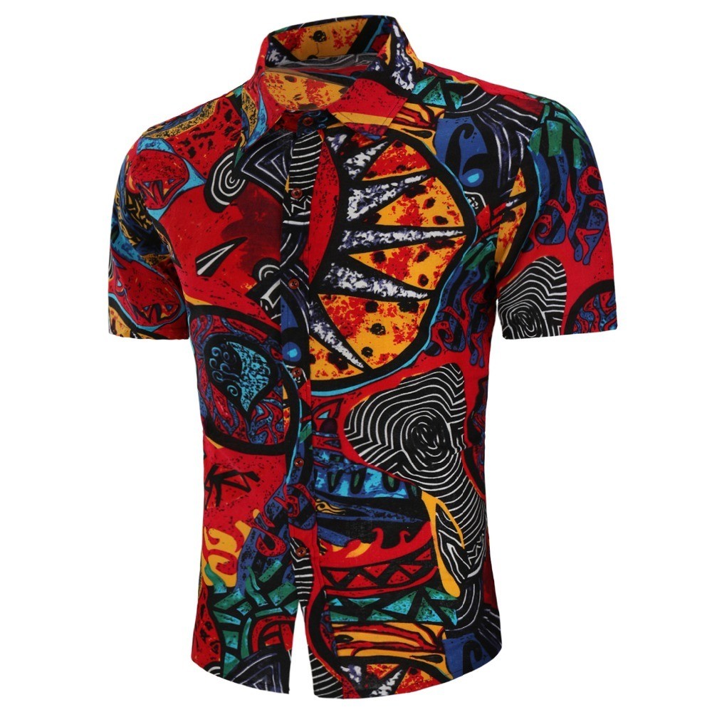 t Verão Casual Flor Camisa Masculina Tamanho Asiático M-4XL 10 Cores