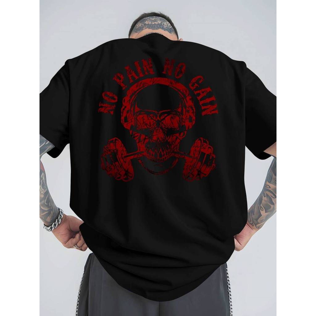 Camiseta Masculina No Pain No Gain Outdoor Esportiva Moderna Confortável Estilosa Casual
