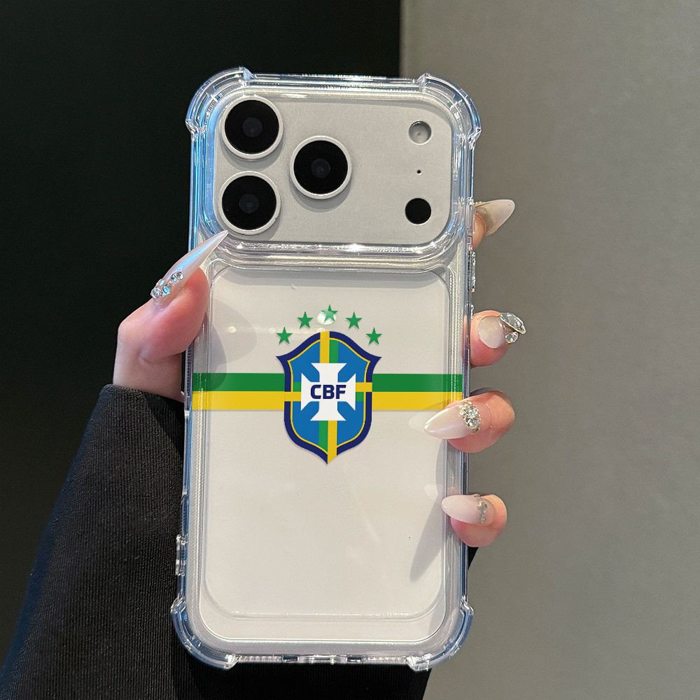 Capa Capinha Para iPhone17 16 15promax plus 12 13 14 11 7+ 8+ XsMax com estampa de emblema da seleção brasileira Y01356