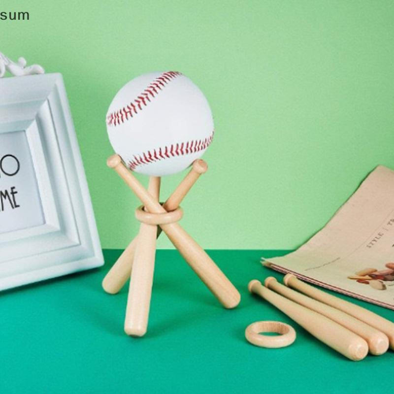 Mini bastão redondo de madeira maciça com um anel, pode ser usado como taco de beisebol, marcado com BR XKUF.