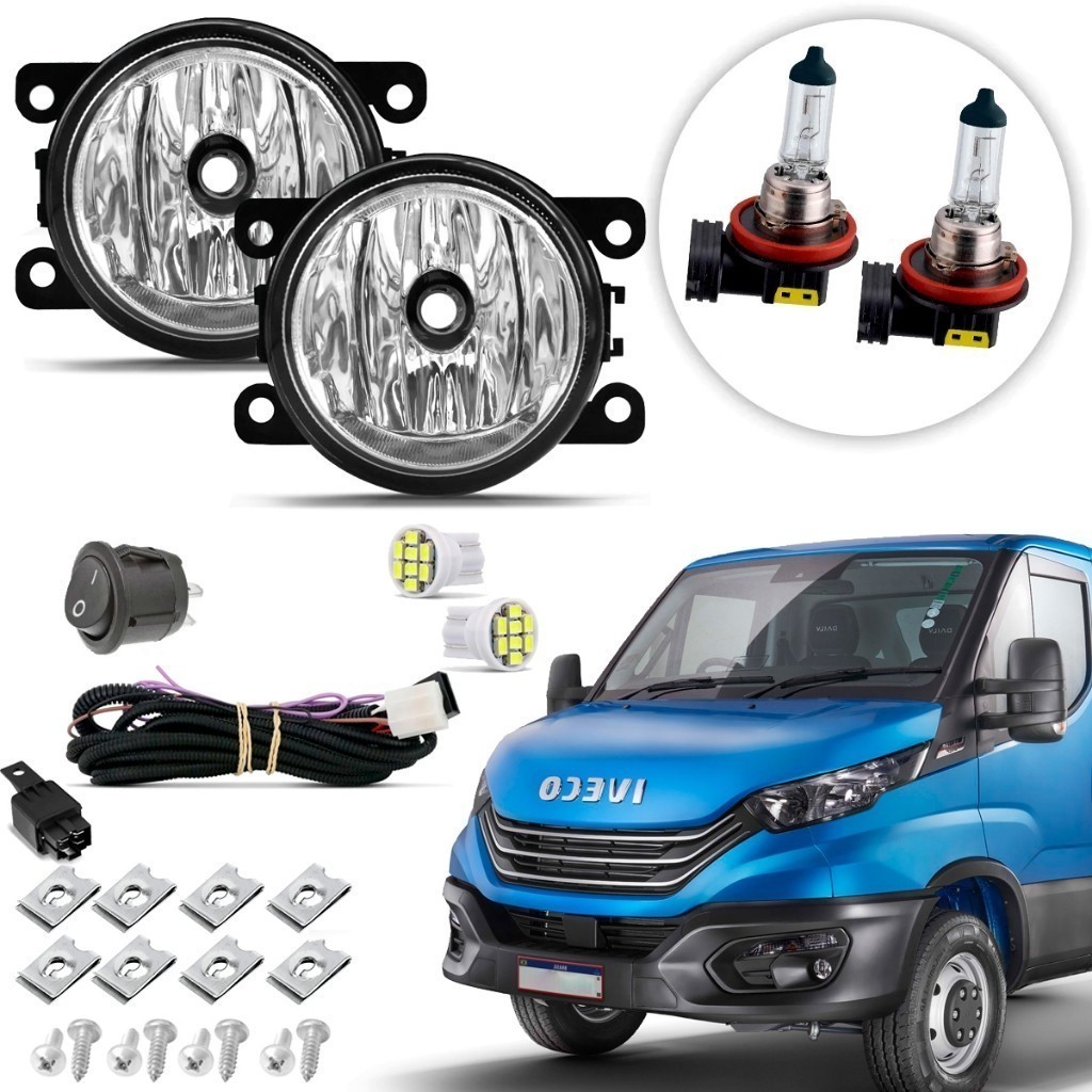Kit farol de Milha Neblina Auxiliar Iveco Daily 2019 2020 2021 2022 2023 2024