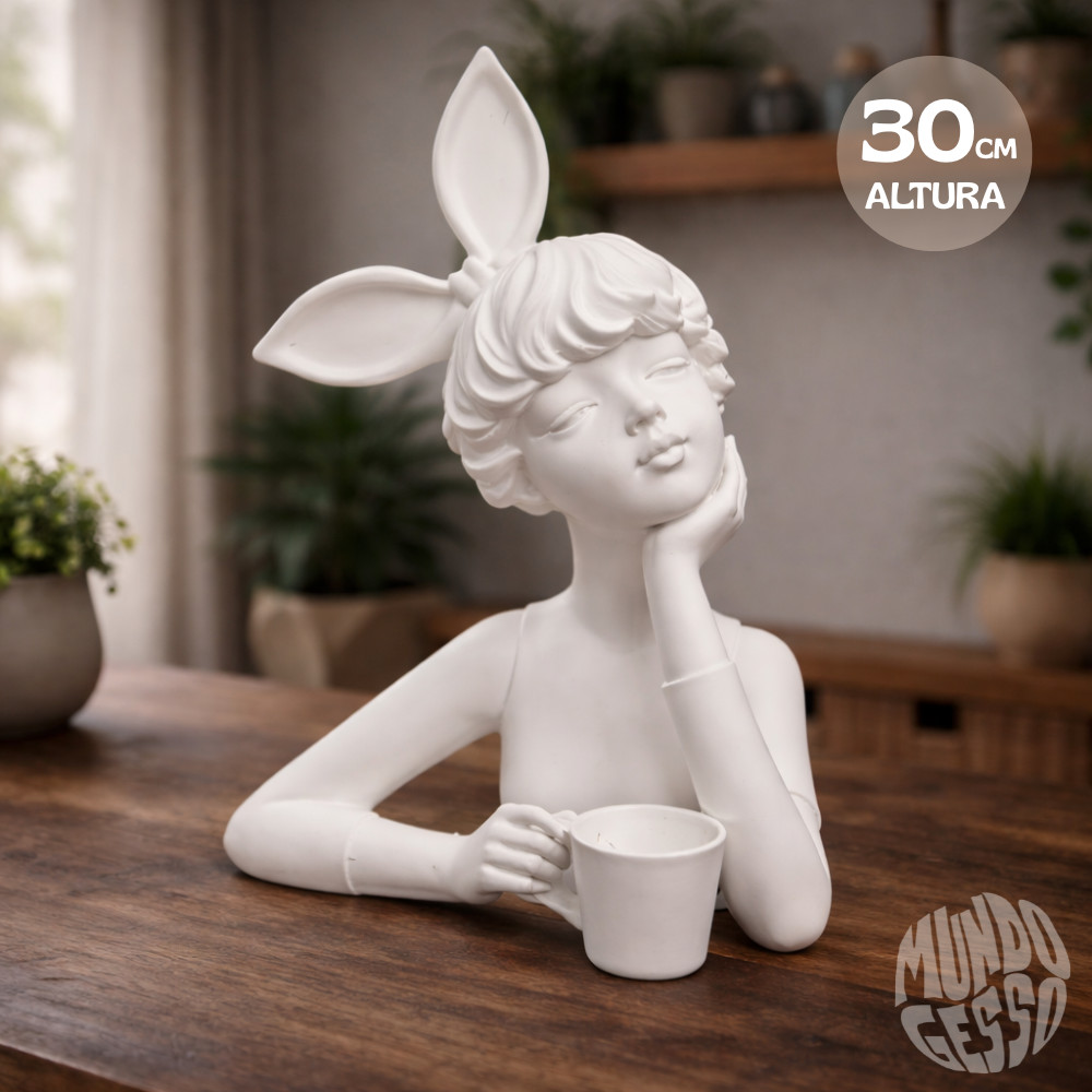 Imagem Menina Boneca Lilly com Caneca - 29x21x15cm em Gesso para Pintar Gigante