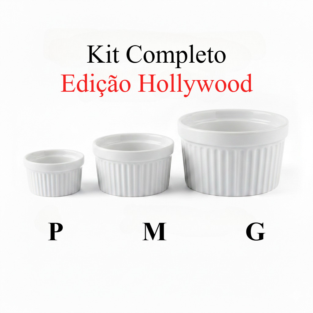 Kit 30 ramekins Nawo empilhável Branco 03 Tamanhos Jogo Completo edição Hollywood Banho Maria