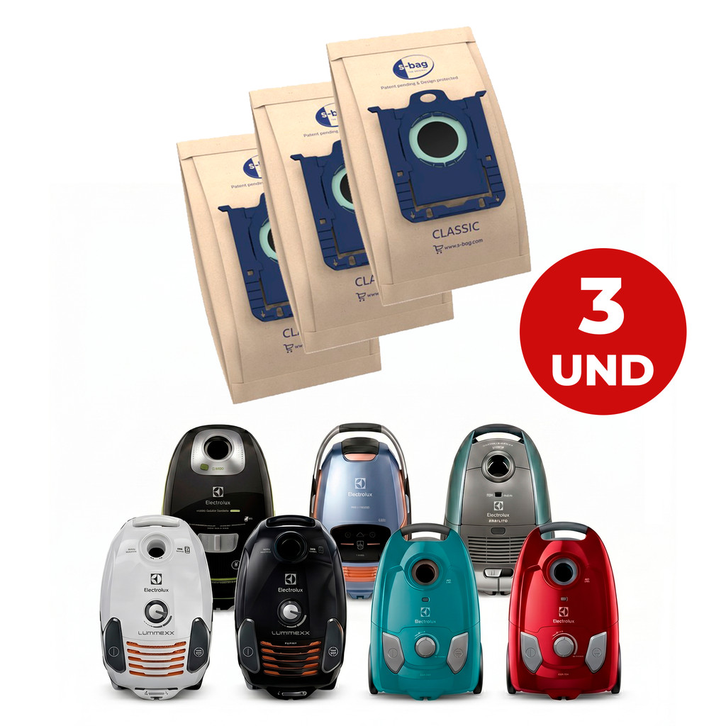 Kit 3 Sacos Refil Para Aspirador de Pó SWECL Clario Classic Silencer Jetmaxx Electrolux Original