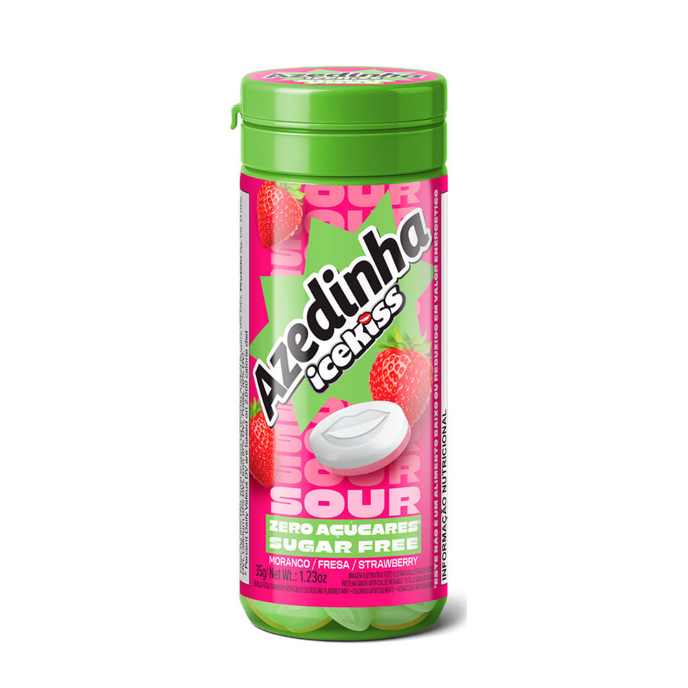 Pastilha IceKiss Azedinha Morango Sem Açúcar 35g em Oferta na Shopee