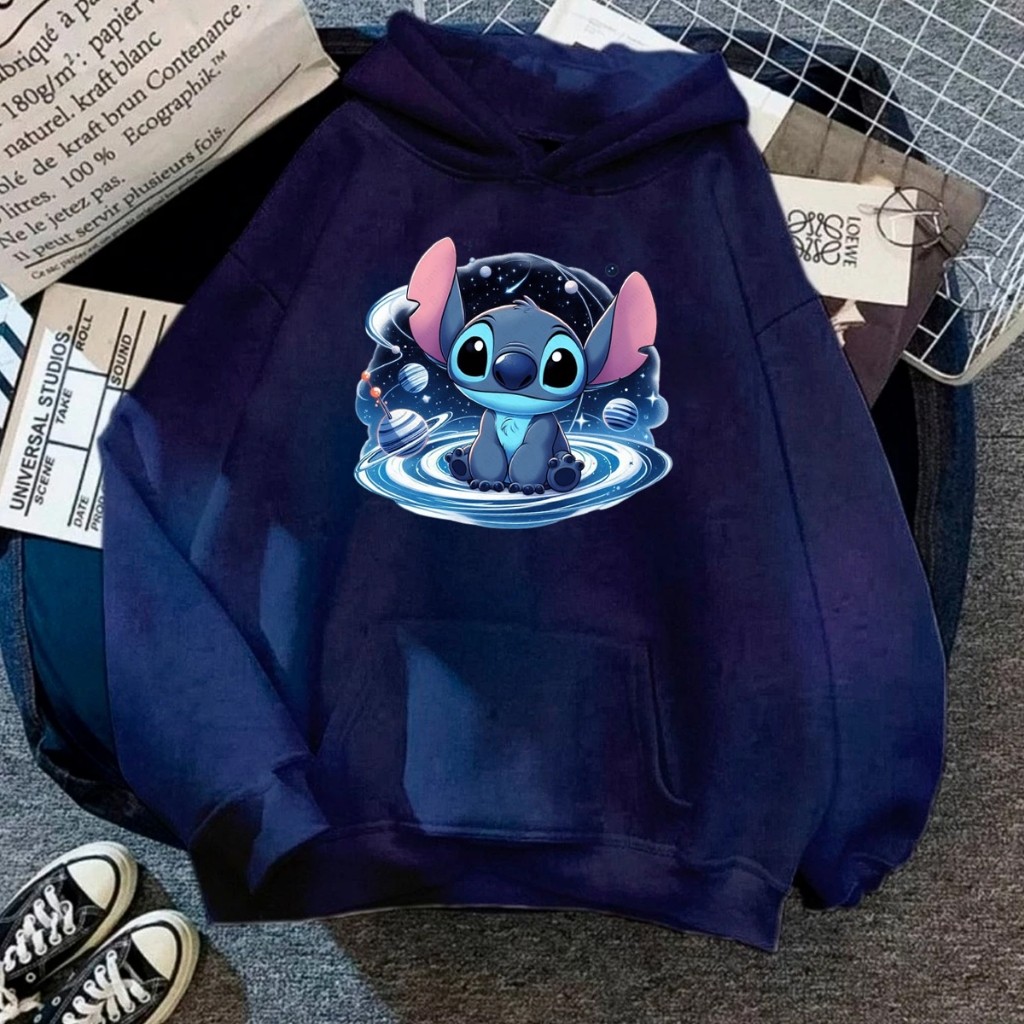 Moletom Canguru Unissex Lilo Stitch Espaço Agasalho Casaco Blusa De Frio Blusão Capote Flanelado