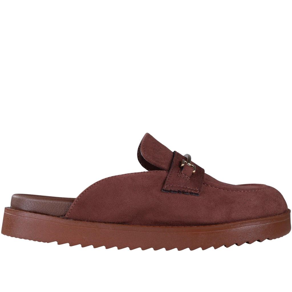 Mule Feminino Via Marte com Aplicação Metal 252-013 Brown