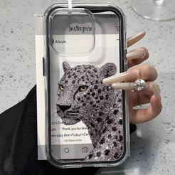 Capa 2 Em 1 Para iPhone 17 Air 16 15 14 Plus 13 12 11 Pro Max Transparente Anti-Impacto Acrílico Leopardo