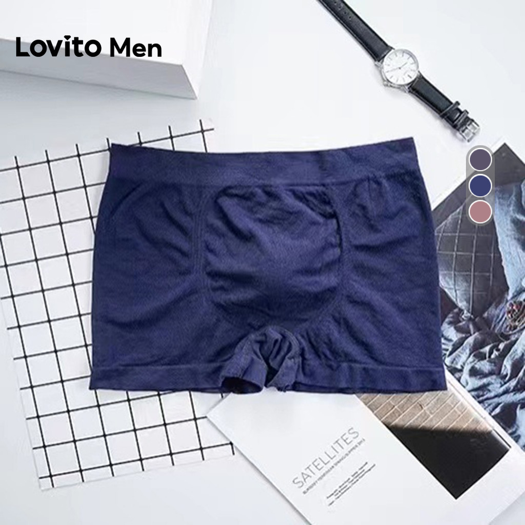 Lovito Men Cueca Casual Macia e Confortável Todas As Estações Cinza para Homens LNE127124