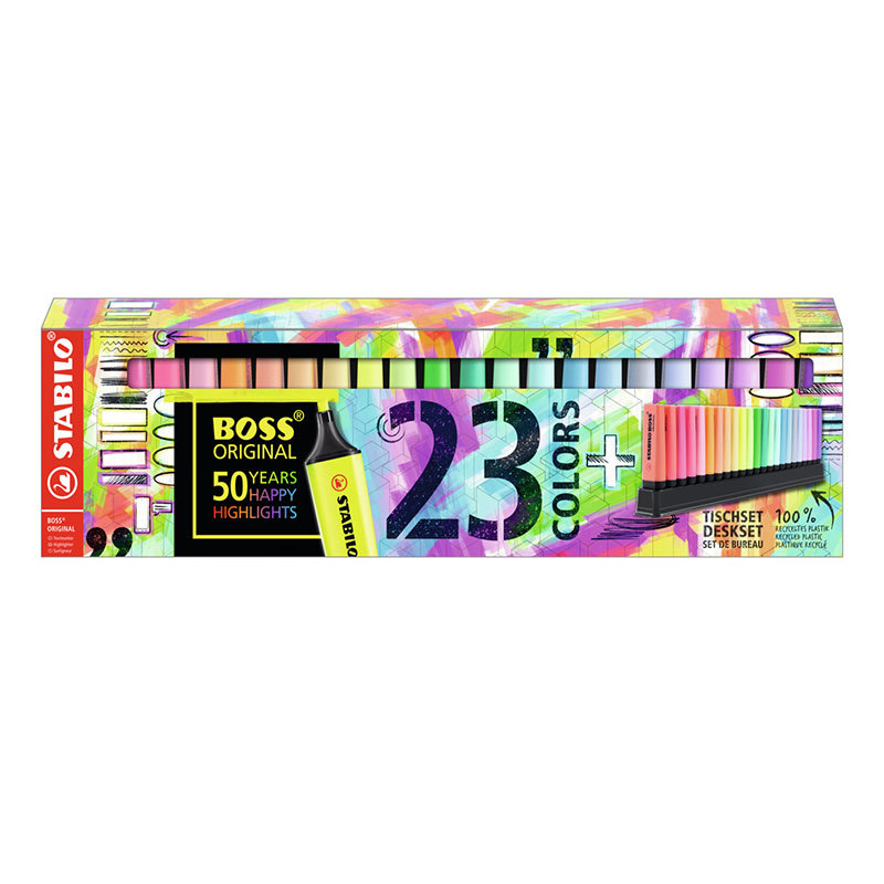 Pincel marca texto Boss 7023-01 estojo com 23 cores Stabilo em Oferta na Shopee