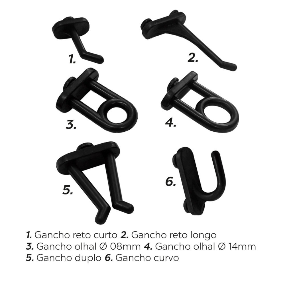 Detalhes do Kit com 24 ganchos plásticos mistos para painel porta ferramentas - Presto