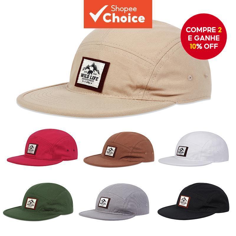 5 Painéis Chapéu Unissex Retro Algodão Logotipo Bordado Proteção Solar Ajuste Ajustável Para Ao Ar Livre Casual em Oferta na Shopee