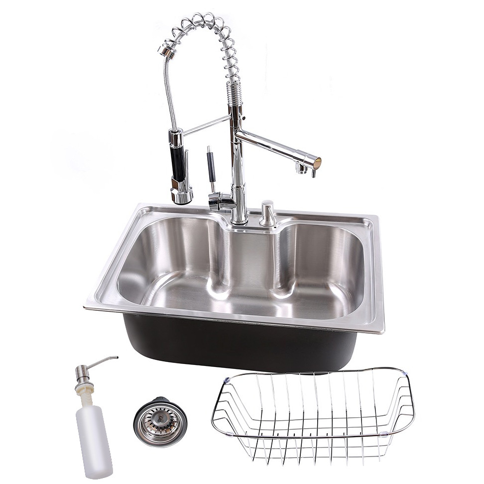 Kit Cuba Gourmet Cozinha Aço Inox 304 50x40cm Torneira Monocomando Extensível