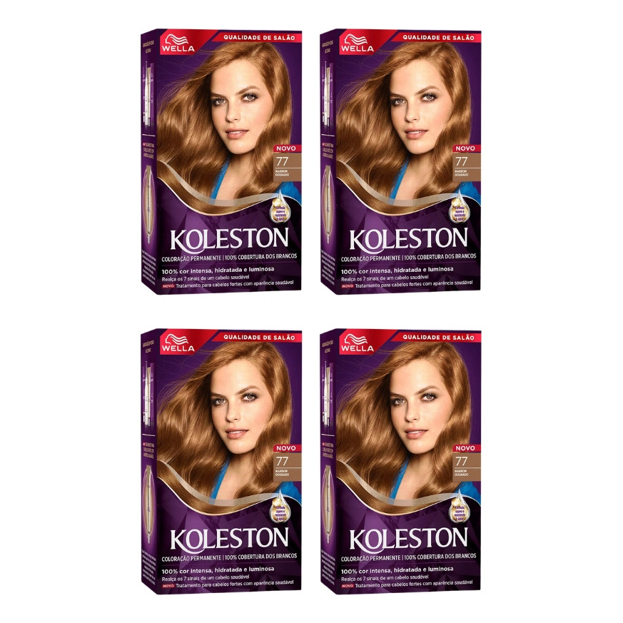 Coloraçao Koleston 77 Marrom Dourado - Kit C/4un Tom Sem tom