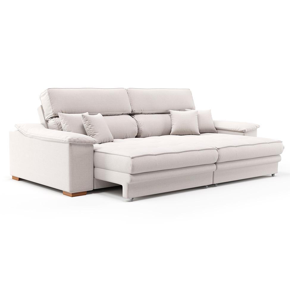 Sofá 3 Lugares Retrátil e Reclinável Lupin Linho Cru em Oferta na Shopee