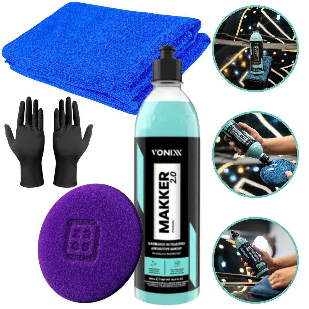 Kit Makker 2.0 500ml Maquiador Automotivo Vonixx + Aplicador + Pano + Luvas em Oferta na Shopee