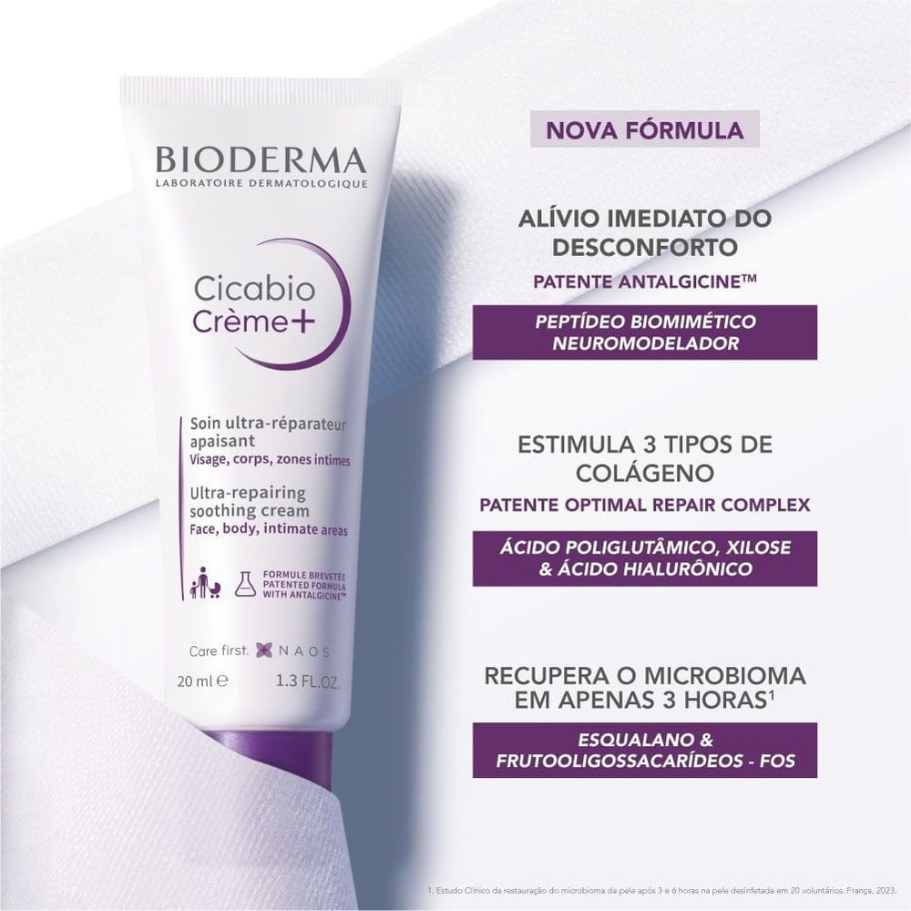Detalhes do Bioderma Creme Multirreparador Hidratante Cicabio 20ml