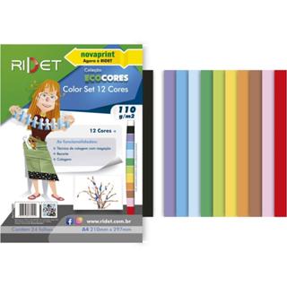 Bloco Educação Artística Color SET A4 12 Cores 110G/M² 24 Folhas em Oferta na Shopee