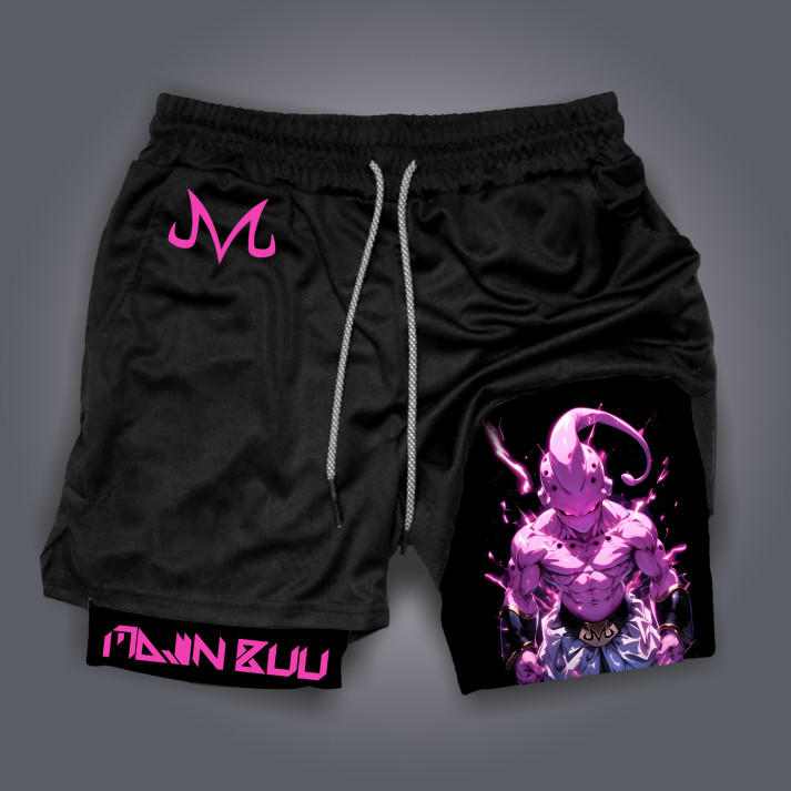 Short Compressão 2 em 1 Masculino majin buu Anime Para Academia gym drifit Short Compressão 2 em 1 Masculino majin buu Anime Para Academia gym drifit