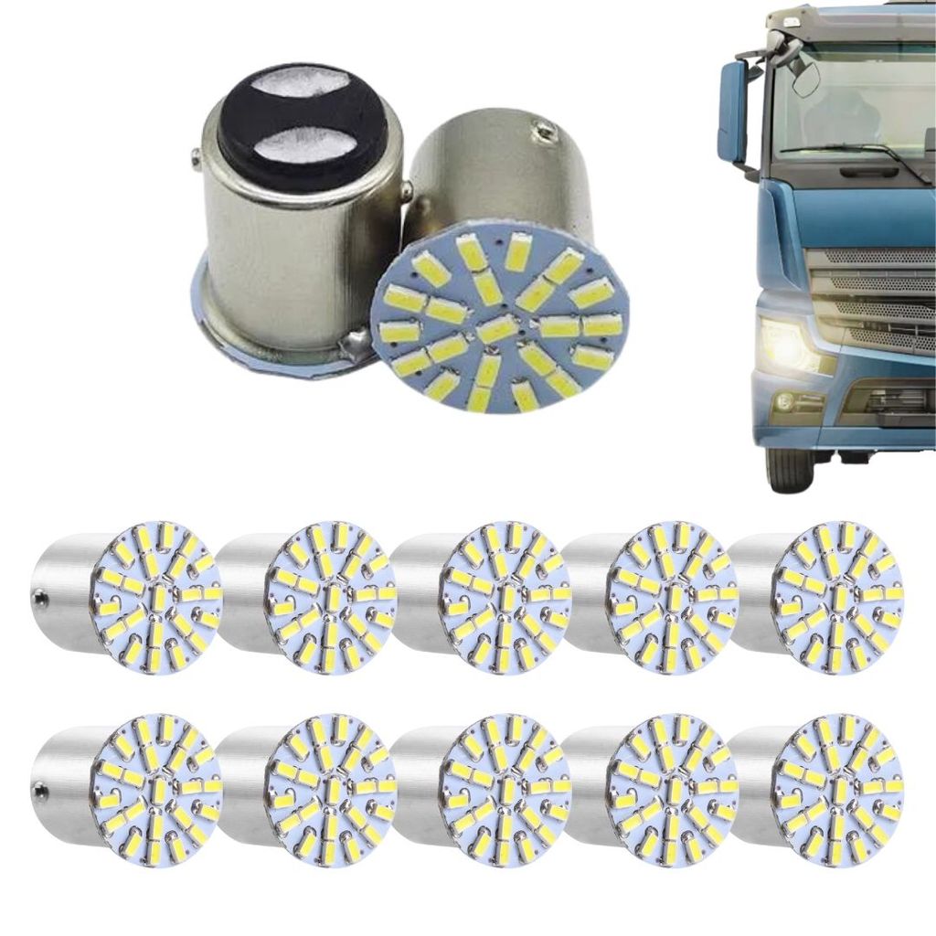 KIT 10 LAMPADA 22 LED BAY15D 2 POLO P21/5W 1157 1034 BRANCO 3014 24V
