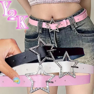 Cinto de Estilo dos Anos 2000 com Fivela Estrela, Cinto de Couro Rosa Retro Brilhante com Strass, Acessório Decorativo F em Oferta na Shopee