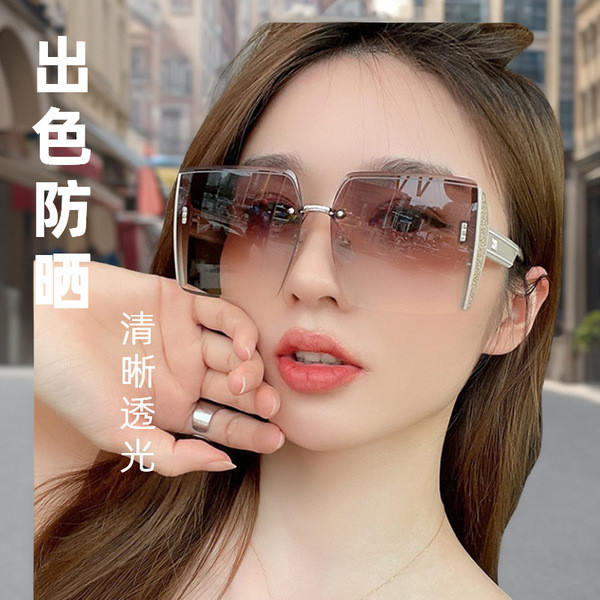 óculos feminino de sol oculos de sol óculos de sol quadrado feminino High-End quadrado sem moldura corte borda senhoras