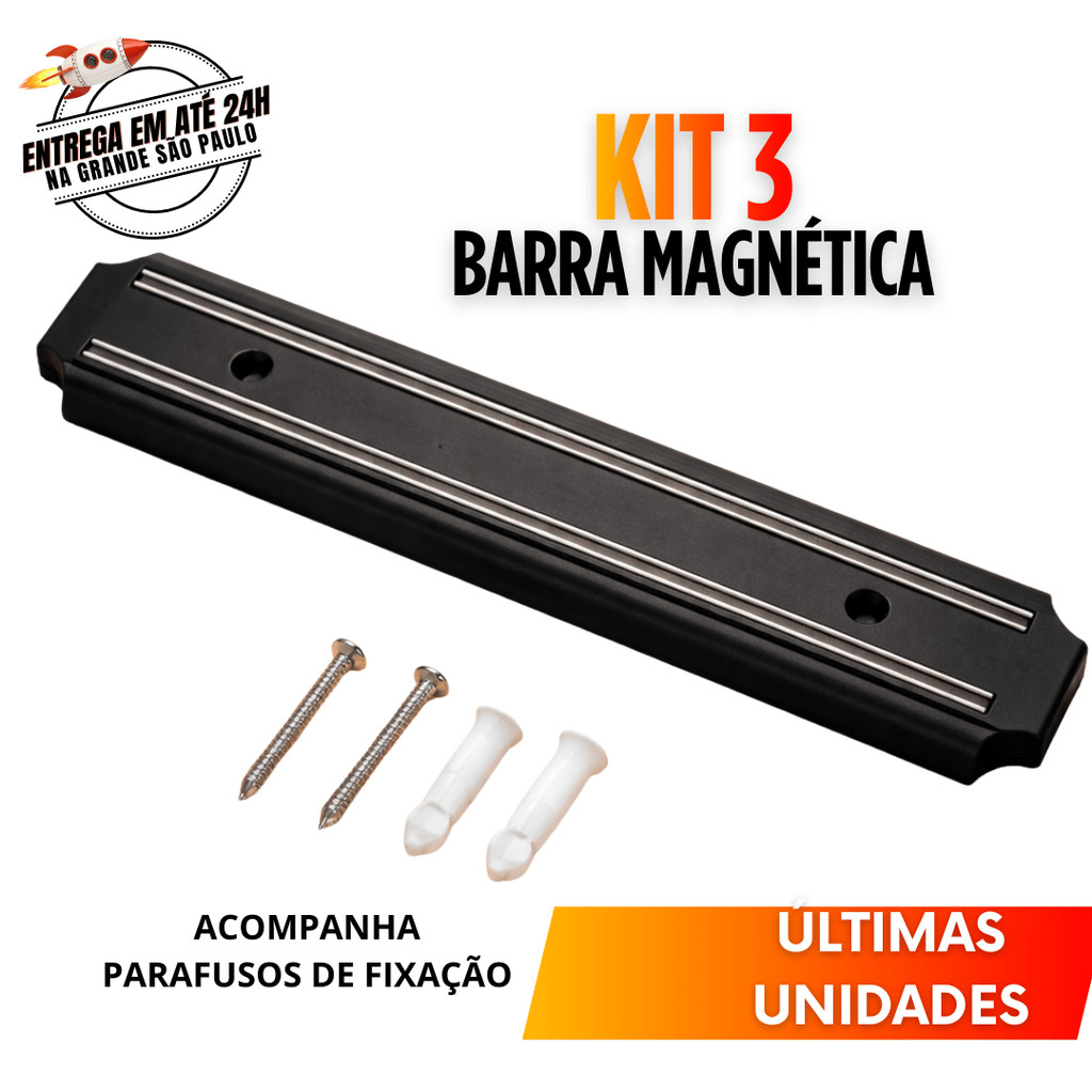Jogo 03 / 02 / 01 Suporte 33cm De Barra Magnética Imã Para Facas Variáveis Ferramenta Utilidades