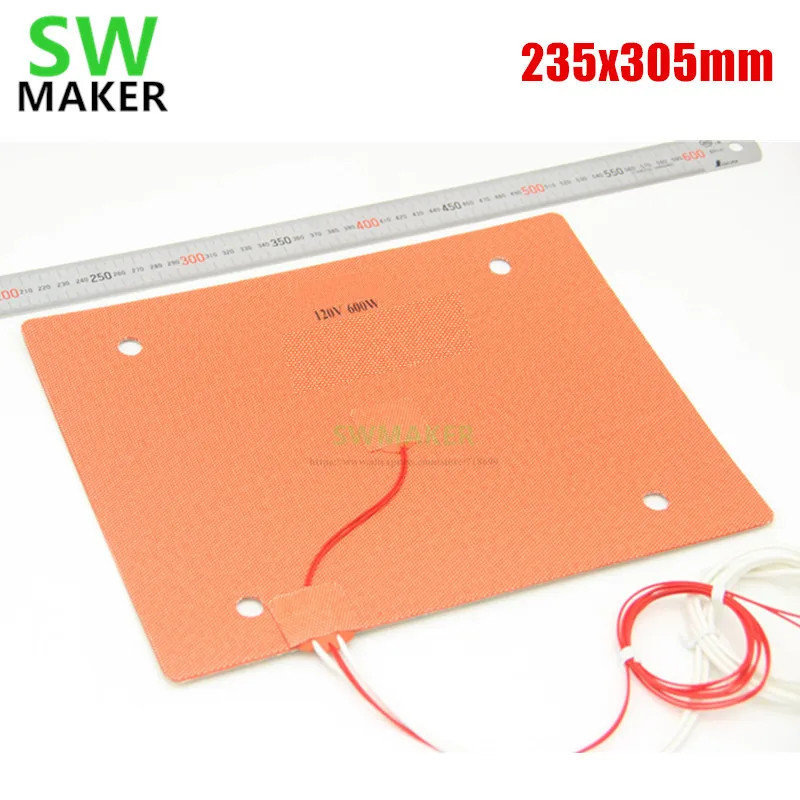 Aquecedor De Silicone 235x305mm 120V/220V Com NTC 100K Para Creality CR10 MINI Impressora 3D Cama Aquecida