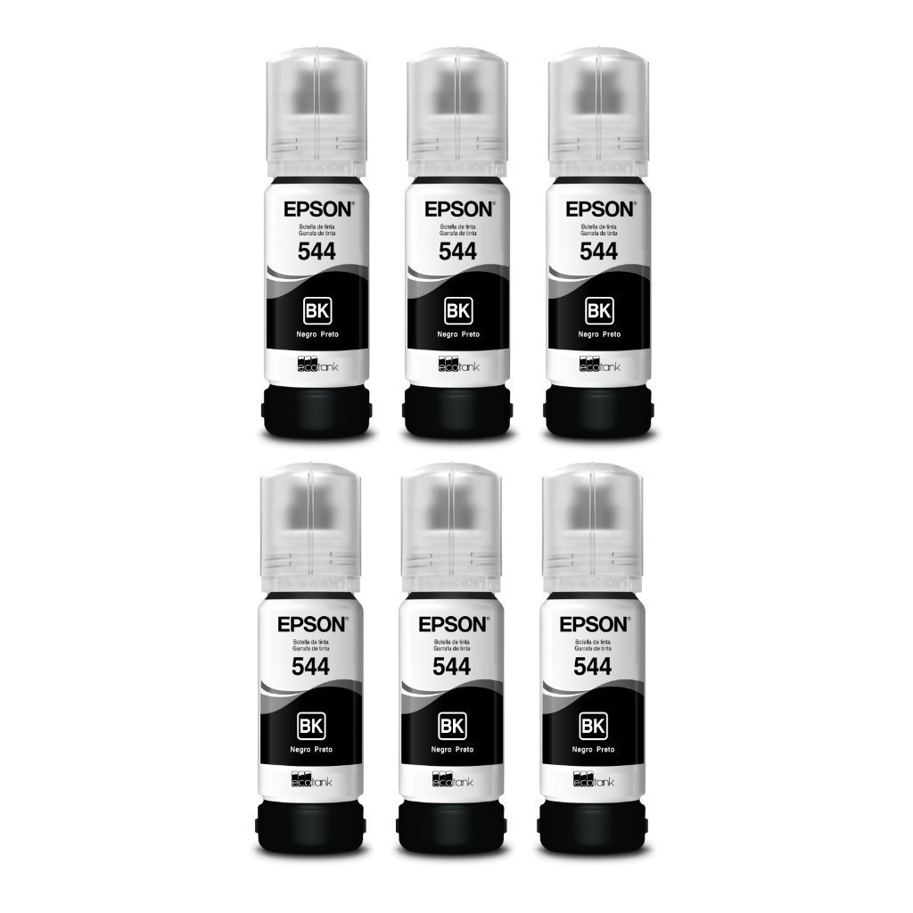 Combo com  6 refil tinta preta  T544 L3110 L3150 L3250
