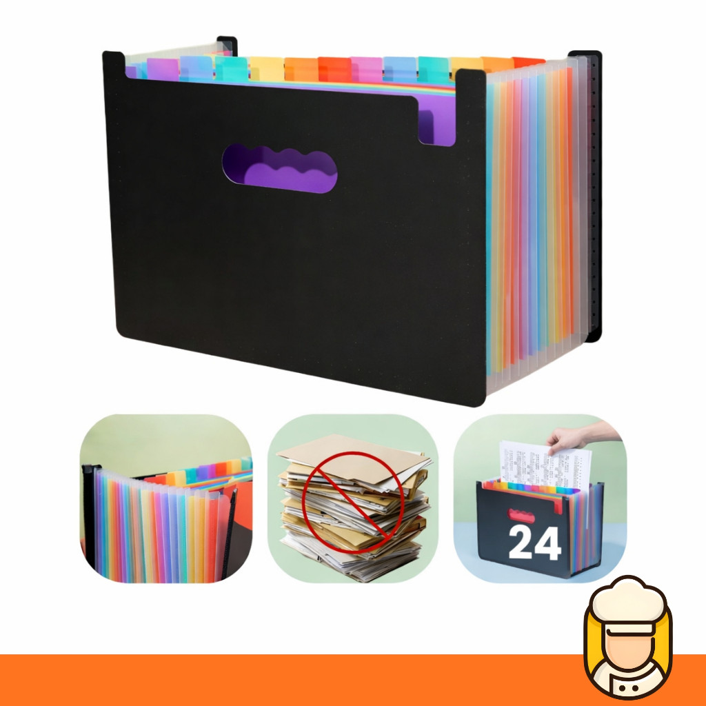 Pasta Sanfonada Expansível A4 24 Divisórias Documentos