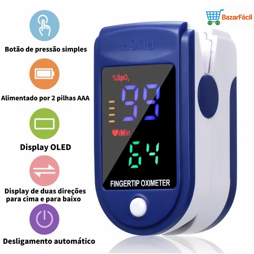 Kit Monitoramento Corporal: Oxímetro de Oxigênio no Sangue + Aparelho de Pressão Digital Automático