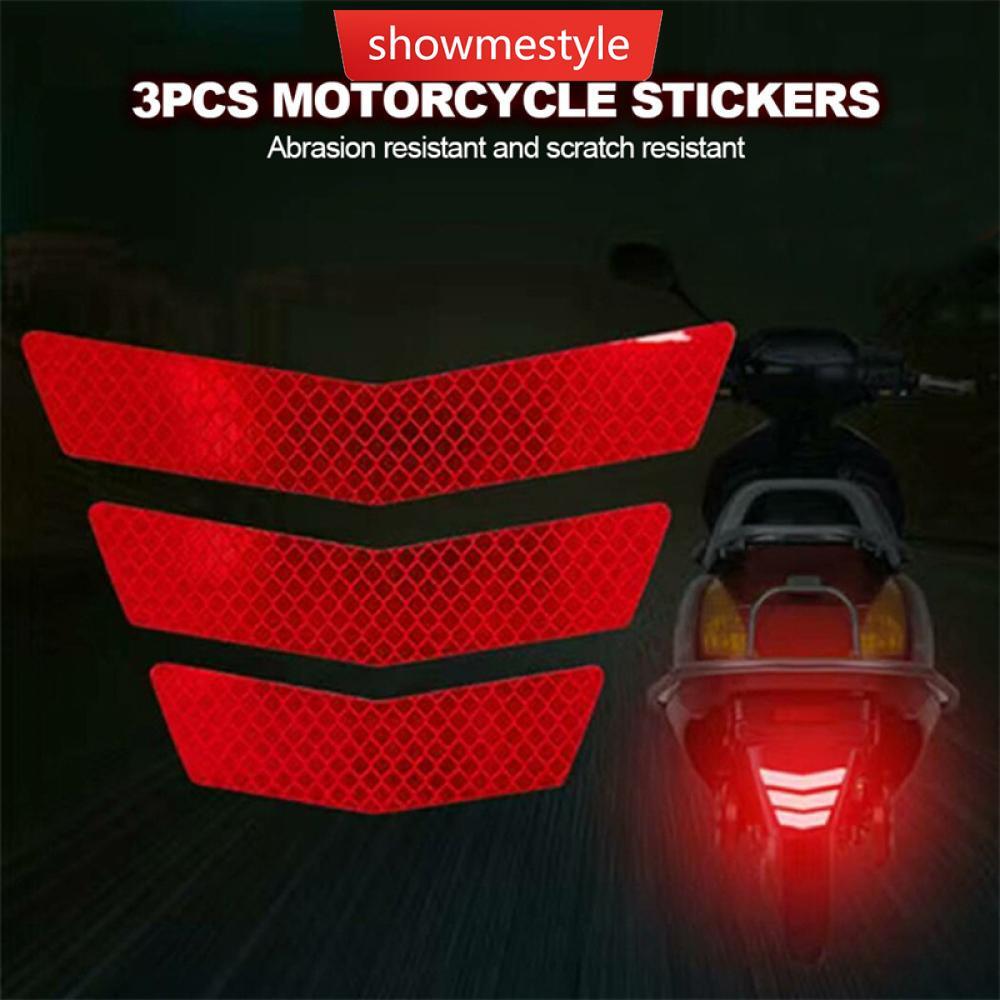 SMS 3 Unidades Adesivos De Motocicleta Aviso Reflexivo Trapezoidal Cauda Fender Corrida Pára-Choques Decalque B8Y1