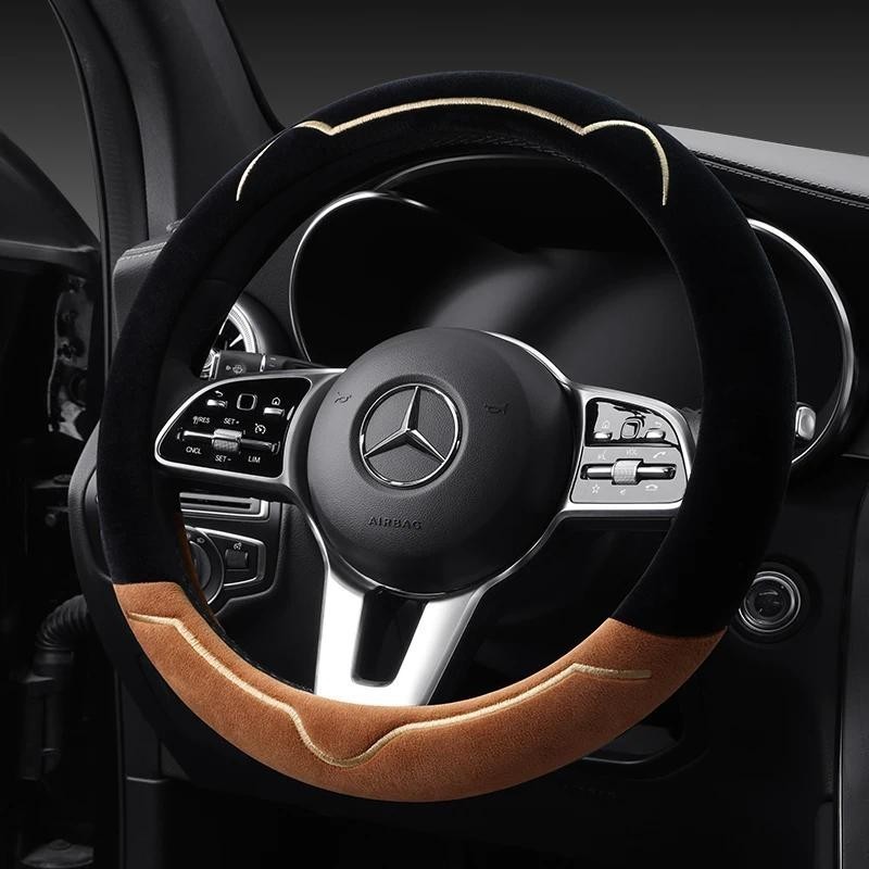 2023 Nova Série Simples Orelhas De Gato De Pelúcia Inverno Capa De Volante Do Carro Quente Resistente Ao Desgaste Alça c