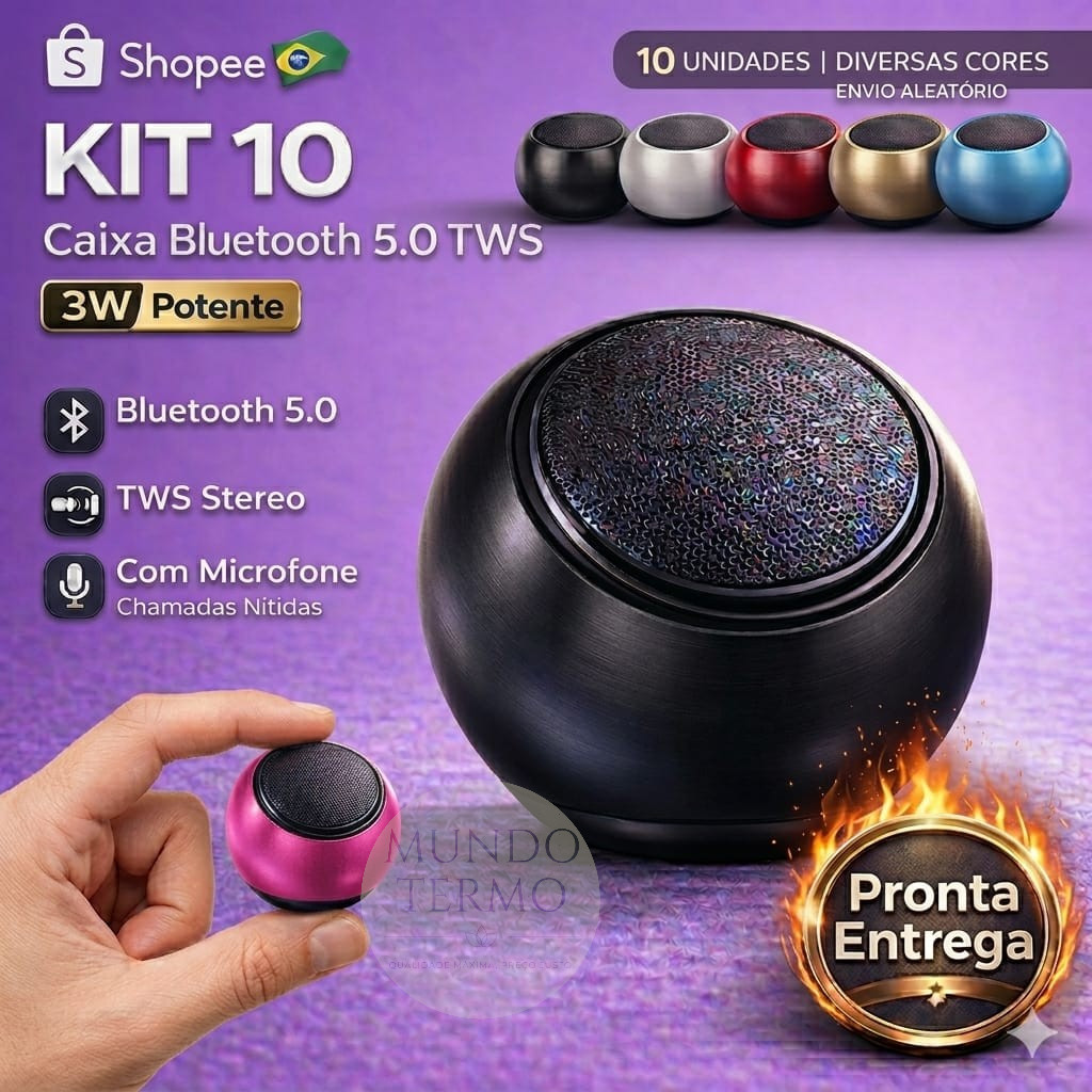 Kit 4 e 10 Mini Caixa De Som Bluetooth 5.0 Tws Metal Mini Speaker Amplificada 3w- C2
