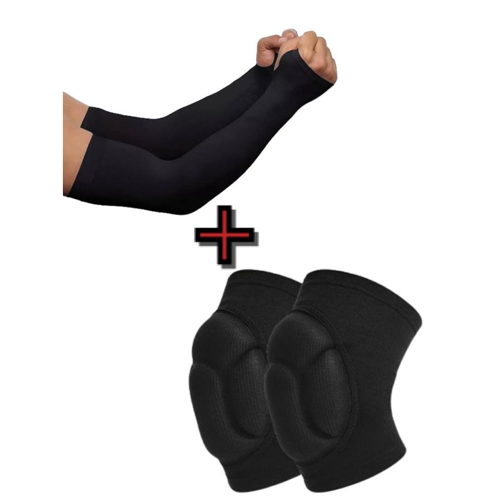 1 Par manguito longo protetor solar +/ou 1 par joelheira acolchoada kit vôlei profissional -STARYE