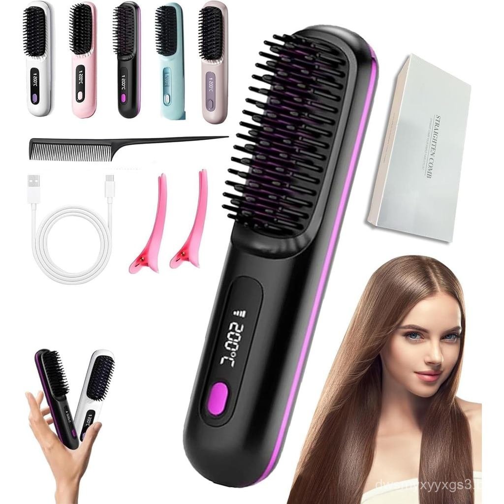 2026 Nova Escova Modeladora para Cabelos Curtos, Go Brush Pro - Escova Alisadora Sem Fio - Escova Modeladora Portátil e 