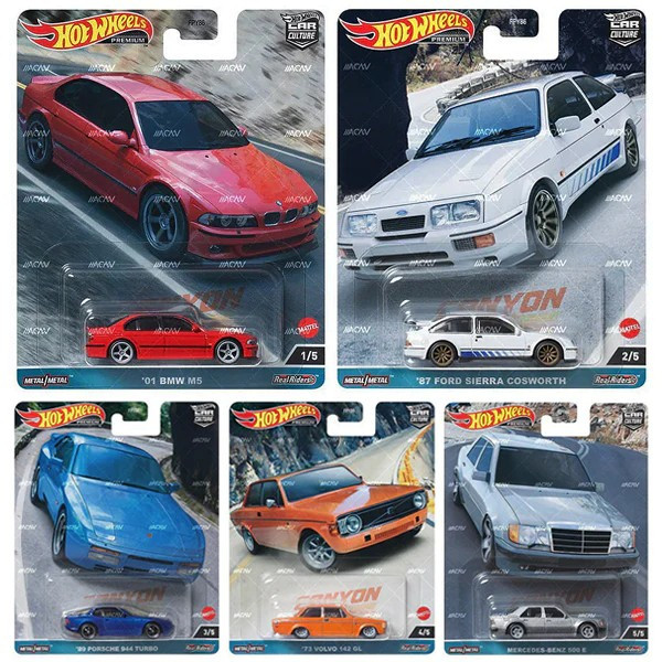 Hot Wheels Premium 1 : 64 Cultura Canyon Authomy (01BMW M5 (E39) , Mercedes-Benz 500 E , 87 Fo)