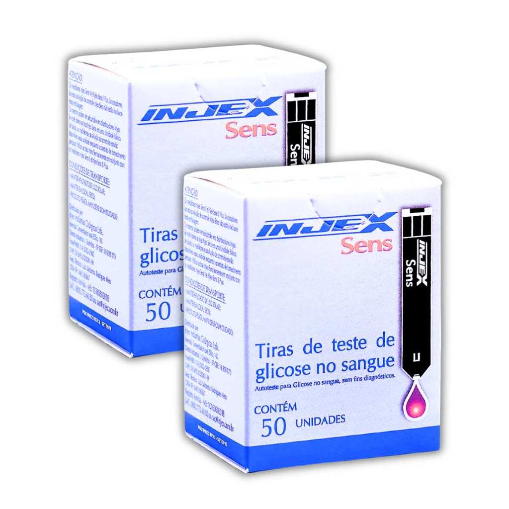 Tiras Teste de Glicose Sanguínea Injex Sens - Kit 100un
