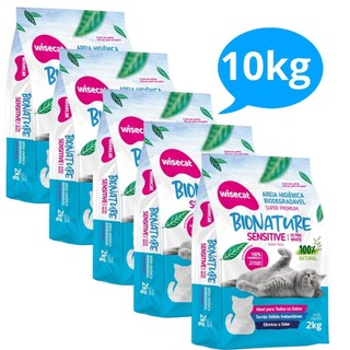 Kit 5 Unidades Areia De Mandioca Para Gatos Wisecat Bionature Sensitive Grãos Finos 2kg Envio Imediato Promoção