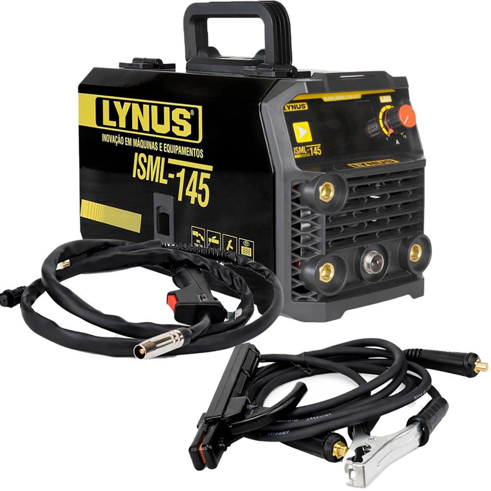 Inversora de Solda Multiprocesso Lynus ISML-145 TIG (DC), Eletrodo (MMA) e MIGMAG (Sem Gás) Bivolt (110V220V)