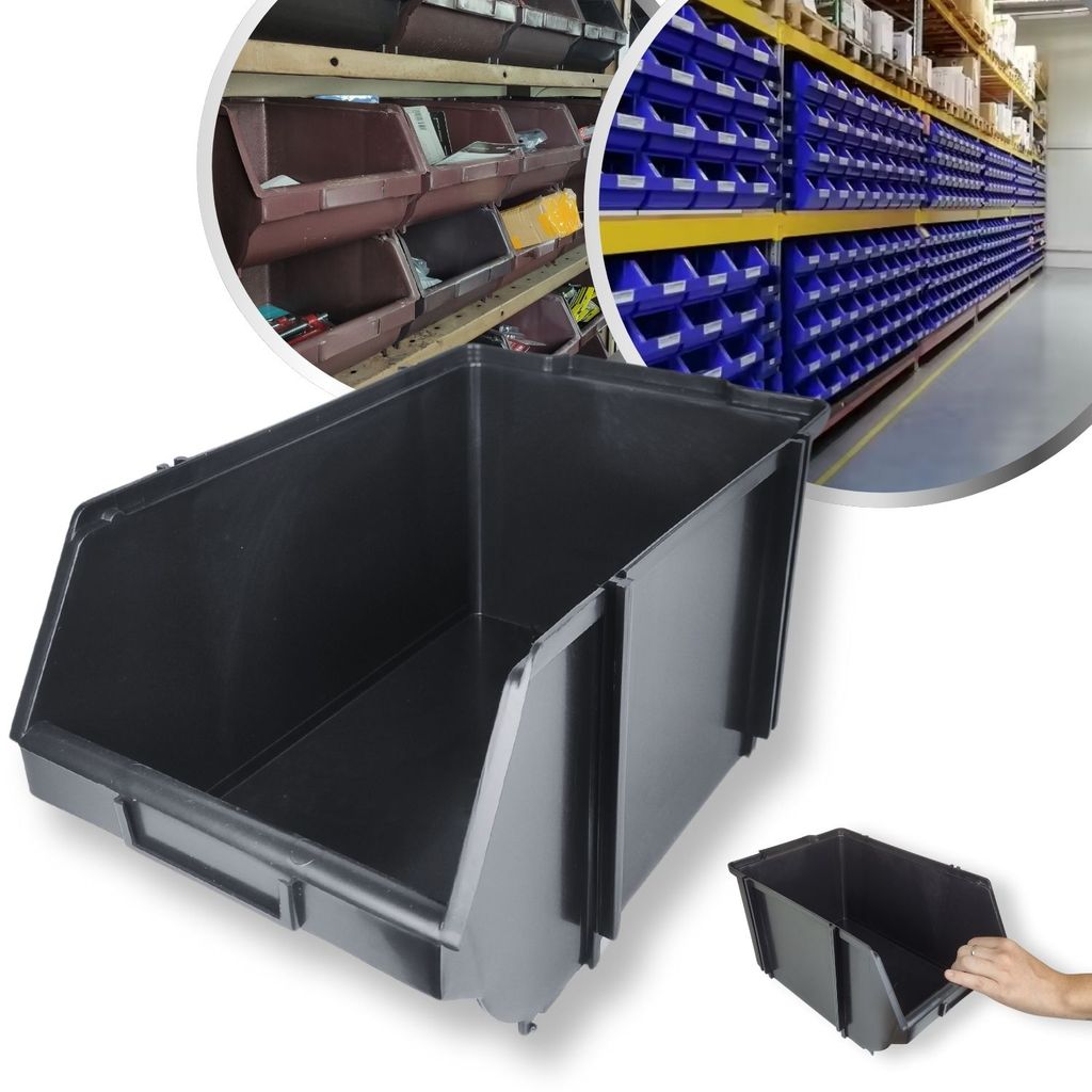1 Caixa Plástica Organizadora Gaveteiro Bin Nº 7 Preta Box 16L 30Kg Estante Prateleira Empilhável