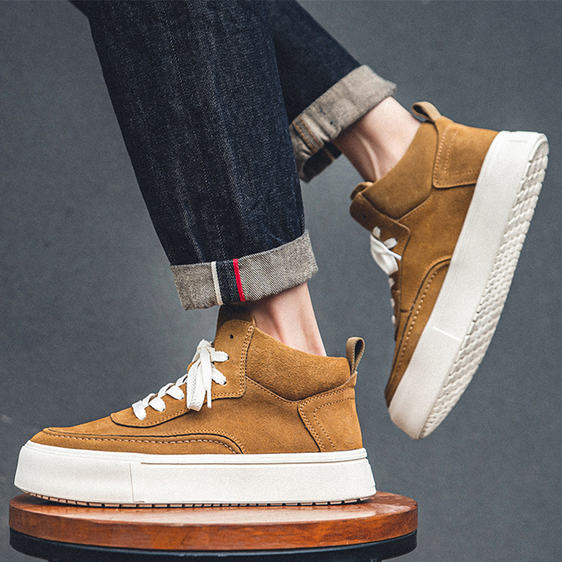Inverno sapatos de alta qualidade masculinos 2024 novo estilo sapatos de algodão forro de lã tênis de cano médio masculi