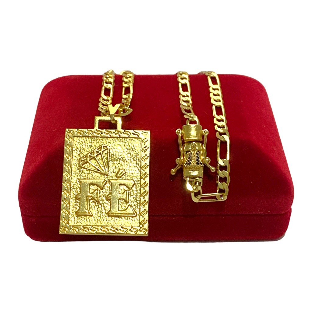 CORRENTE 3x1 4MM - PLAQUINHA FÉ - BANHO DE OURO 18K - UNISSEX - FEIXO EDIÇÃO ESPECIAL NOSSA SENHORA