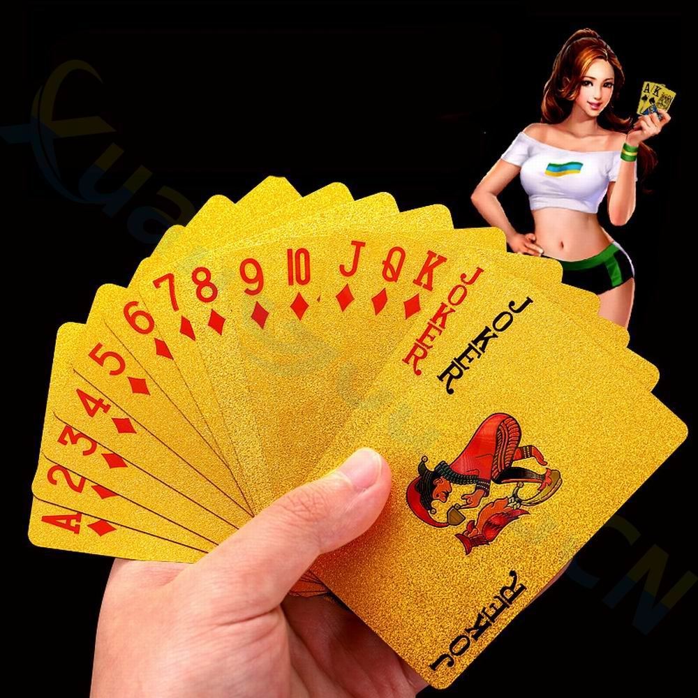 Cartas de jogar douradas, cartas de jogo de plástico PVC, à prova d'água, tirano Local, ouro, Metal, Parker, Solitaire c