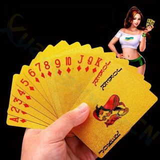 Cartas de jogar douradas, cartas de jogo de plástico PVC, à prova d'água, tirano Local, ouro, Metal, Parker, Solitaire c
