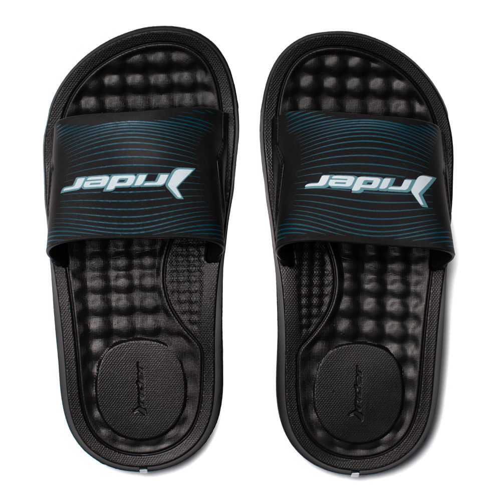 Chinelo Infantil Rider Step Slide Monobloco Preto/Azul