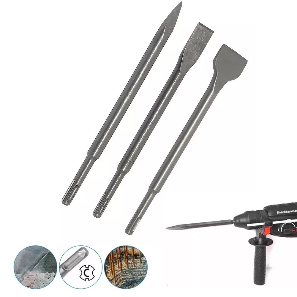 Kit Talhadeira Ponteiro SDS-Plus Martelete 250mm Aço Construção Precisão Profissional