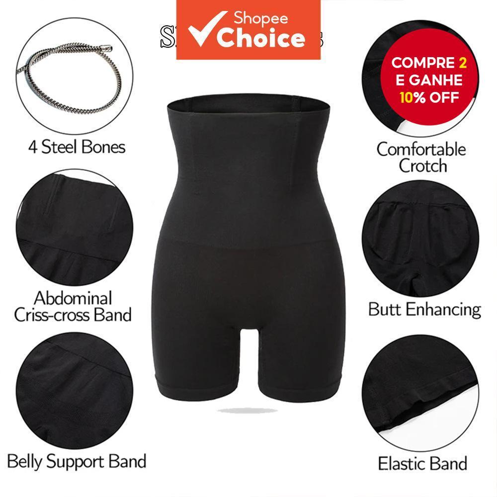 Shorts Modeladores Pós-parto Femininos de Cintura Alta - Calcinha Cinta Modeladora para Abdômen e Quadris, Levanta
